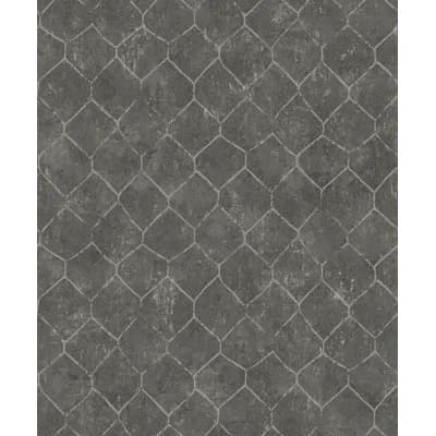 Rauta Geometric Non-Pasted Metallic Wallpaper Roll — Pewter