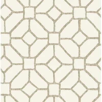 Ivatts Geometric and Trellis Wallpaper Roll — Beige