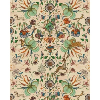 Transylvanian Roots Non-Pasted Matte Wallpaper Roll — Taupe,Green,Red,Blue