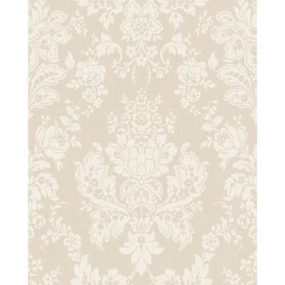 Giselle Damask Non-Pasted Wallpaper Roll — Linen