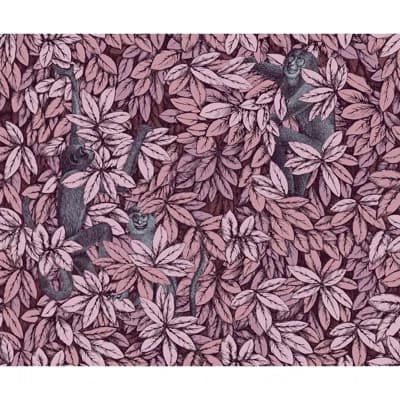 Foglie e Scimmie Floral Wallpaper Roll — Blush