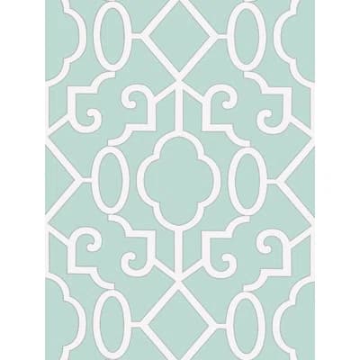Oriana Geometric Non-Pasted Metallic Wallpaper Roll — Aquamarine