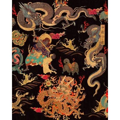 The Gentlemans Corner Non-Pasted Matte Wallpaper Roll — Red,Gold,Black