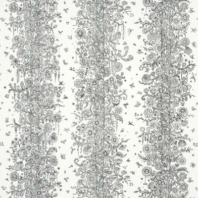 Schumacher X The New Yorker Edward Steed's Towers Of Flowers Wallpaper — Black,White