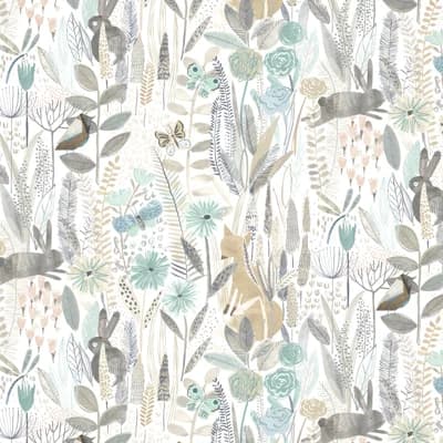 Hide And Seek Wallpaper — Linen,Duck Egg,Stone