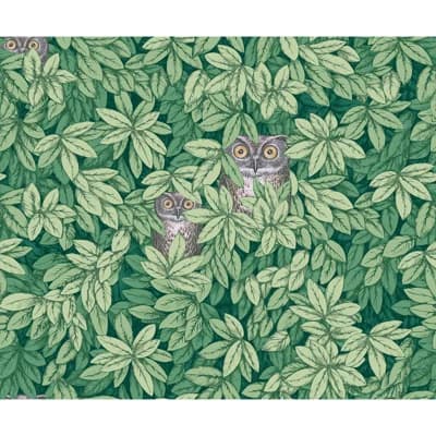 Foglie e Civette Floral Wallpaper Roll — Green