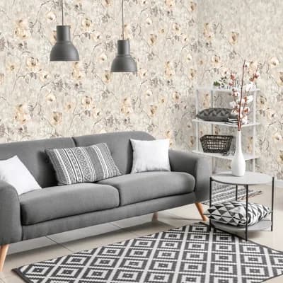 Julie Feels Home Collection Glitter/Shimmer Large Petunia Flowers Wallpaper Roll — Steel Blue Sage