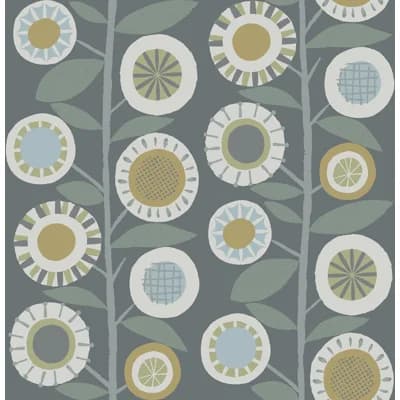 Hannah Floral Non-Pasted Wallpaper Roll — Gray