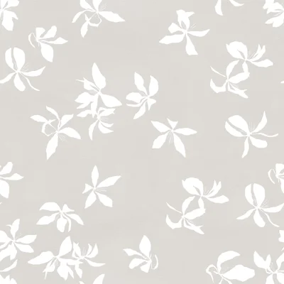 Susan Hable Floral Non-Pasted Satin Wallpaper Roll by Susan Hable — White,Tan