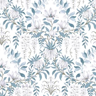 Laura Ashley Parterre Wallpaper Roll — Off White,Seaspray