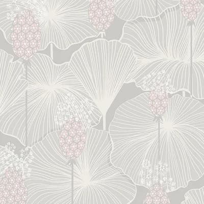 Boråstapeter Umbrella Leaves Wallpaper — Gray,Beige