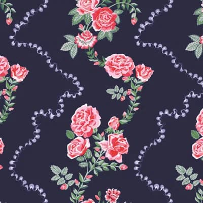 Cath Kidston Rose Flutter Navy Wallpaper — Navy