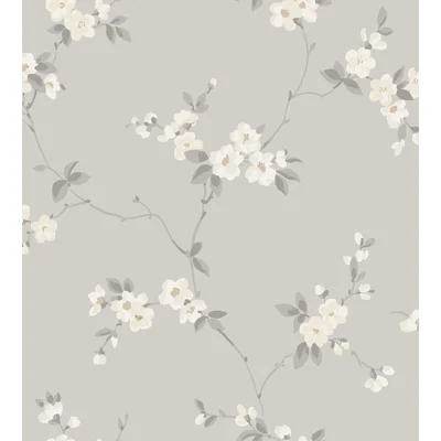 Engla Floral Matte Wallpaper Roll — Mineral Gray