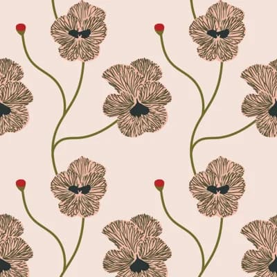 Flourish Floral Matte Wallpaper Roll by Natalie Papier — Rose Quartz