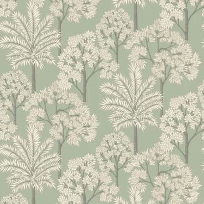 Arcadia Collection Floral Palm Leaves Wallpaper Roll — Green