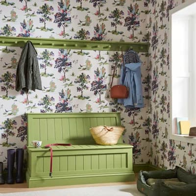 Floral Non-Pasted Matte Wallpaper Double Roll — Ivory,Green,Brown,Pink