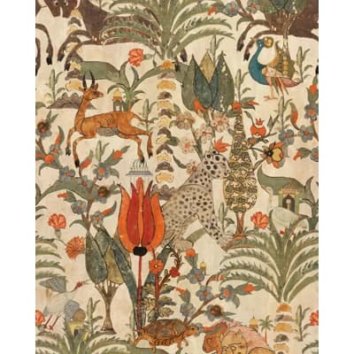Tales of Maghreb Non-Pasted Matte Wallpaper Roll — Brown,Green,Red,Taupe