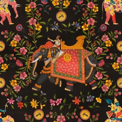 World of Fabrics Non-Pasted Matte Wallpaper Roll — Yellow,Red,Black