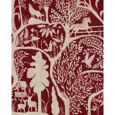 Transylvanian Roots Non-Pasted Matte Wallpaper Roll — Burgundy,Taupe