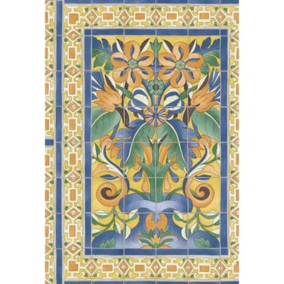 Seville Floral Non-Pasted Matte Wallpaper Roll — Blue,Yellow,Green