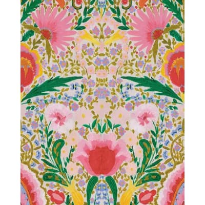 Woodstock Lifestyle Floral Non-Pasted Satin and Matte Wallpaper Roll — Green,Pink,Red,Taupe