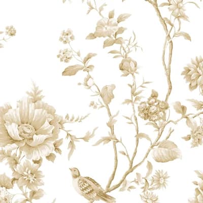 Martha Stewart Floral Vine Antique Gold Wallpaper — Gold