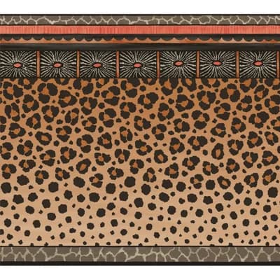 Zulu Border Animal Print Non-Pasted Wallpaper Border — Red,Brown,Black