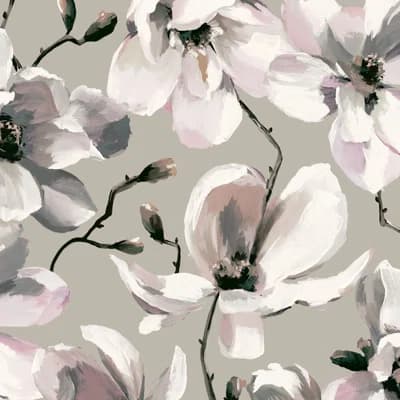 Flora Collection Cherry Blossom Wallpaper Roll — Silver