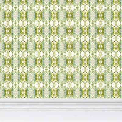 Wildflowers II Wallpaper — White;Apple Green