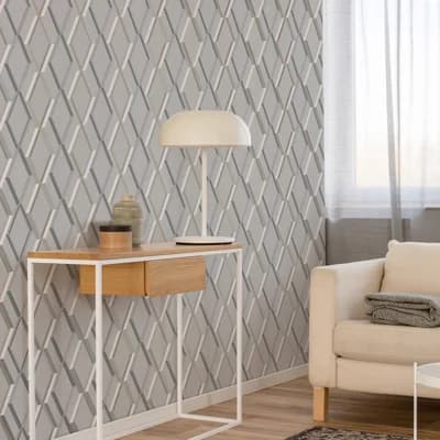 Geometric Non-Pasted Matte and Metallic Wallpaper Roll — Gray
