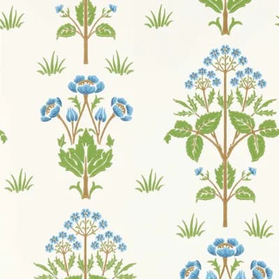 Meadow Street Wallpaper — Cobalt,Grass Green