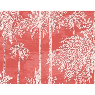 Floral Grass Cloth Non-Pasted Wallpaper Roll — Coral