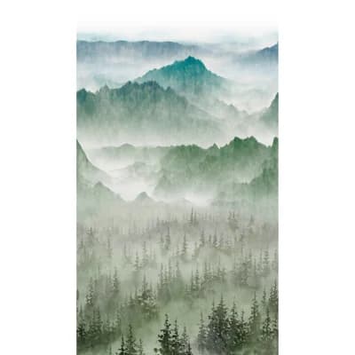 Orom II Collection Mountains 62.5-inches wide x 9.18-feet high 3-panel Wall Mural — Green