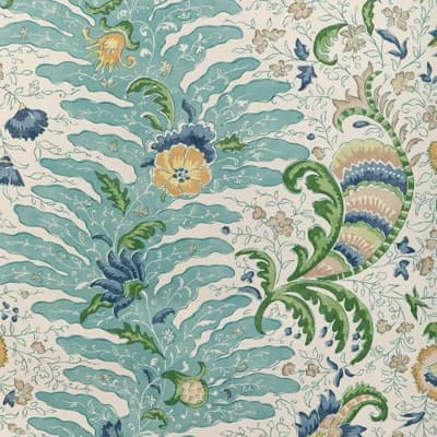 La Menagerie Riviere Floral Wood Pulp Blend Pretrimmed Roll — Aqua