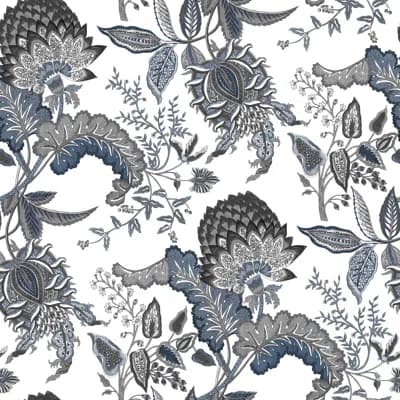 Origen Dos Floral Wallpaper Roll by Gaston Y Daniela — Azul,Gris