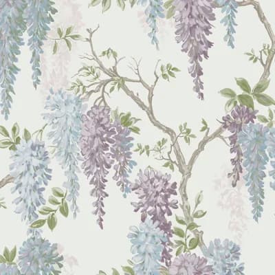Laura Ashley Wisteria Garden Wallpaper Roll — Pale Iris