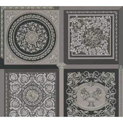 Versace Honey Bee Reverie Unpasted Vinyl Wallpaper — Gray,Silver