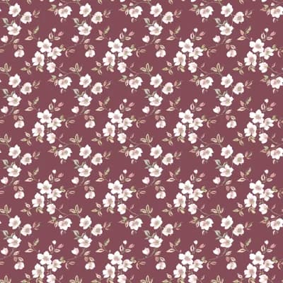 Secret Garden Delicate Flower Trail Design 33' L x 21" W Wallpaper Roll — Cranberry,Cream
