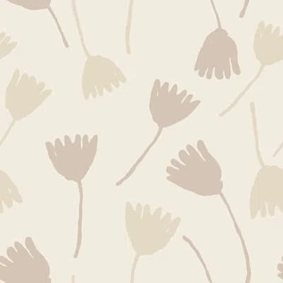 Tossed Tulips 33' L x 20.5" W Wallpaper Roll — Tan