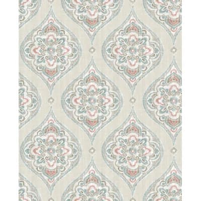 Adele Damask Non-Pasted Matte Wallpaper Roll — Teal
