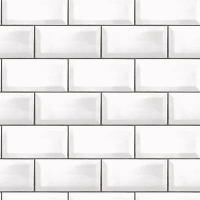 Just Kitchens Metro Tile Design 33' L x 21" W Wallpaper Roll — White,Gray,Black