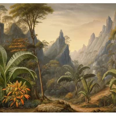 Havana 2 Collection Mystical Jurassic Scene Wall Mural — Beige
