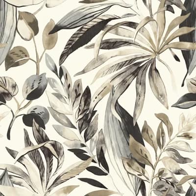 Orom II Collection Beige Branched Leaves Motive 62.5-inches wide x 9.18-feet high 3-panel Wall Mural — Beige
