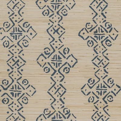 Mali 3' L x 33.46" W Wallpaper Roll — Indigo,Beige