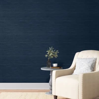 Peninsula Abstract Grass Cloth Non-Pasted Matte Wallpaper Roll — Blue