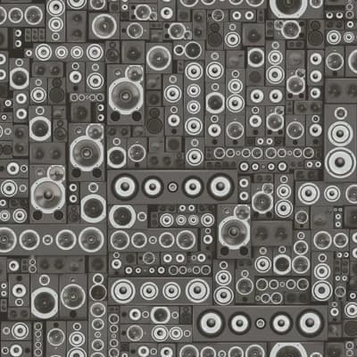 Grunge Metallic Geometric Speakers Effect 33' L x 21" W Wallpaper Roll — Charcoal